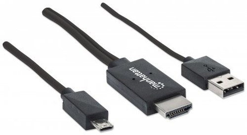 Manhattan MHL Cable / Adapter Micro-USB 11-pin to HDMI connects smartphone to TV aksesuārs mobilajiem telefoniem