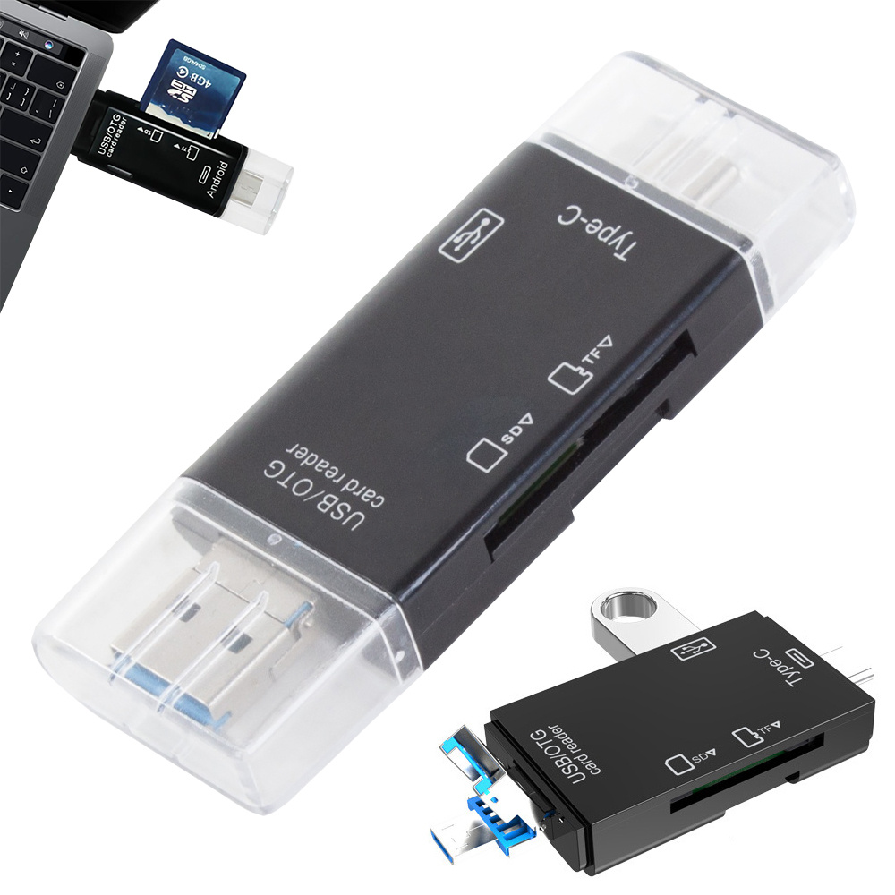 Goodbuy SD karšu lasītājs USB | USB-C | micro USB melns karšu lasītājs