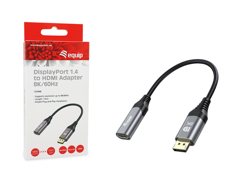 Equip Displayport->HDMI Adapter 1.4 St/Bu    8K/60Hz grau adapteris