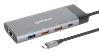 MANHATTAN USB-C PD 10-in-1 Dual-Monitor 8K Dockingstation dock stacijas HDD adapteri