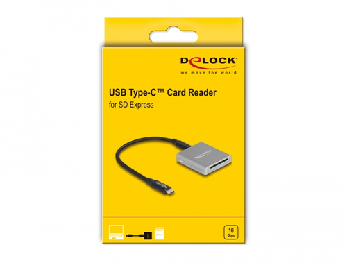 DeLOCK USB Type-C Card Reader for SD Express (SD 7.1) memory cards, card reader (aluminium) atmiņas karte