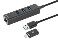 MANHATTAN 3-Port USB 3.0 Typ-C/A Kombo-Hub + Netzwerkadapter USB centrmezgli