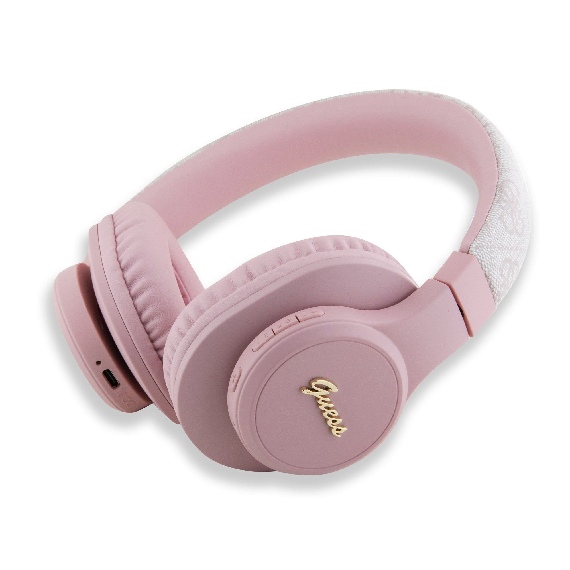 Guess PU Leather 4G Tone on Tone Script Logo BT5.3 Stereo Headphone Pink GUBH604FEMP (3666339174576) austiņas