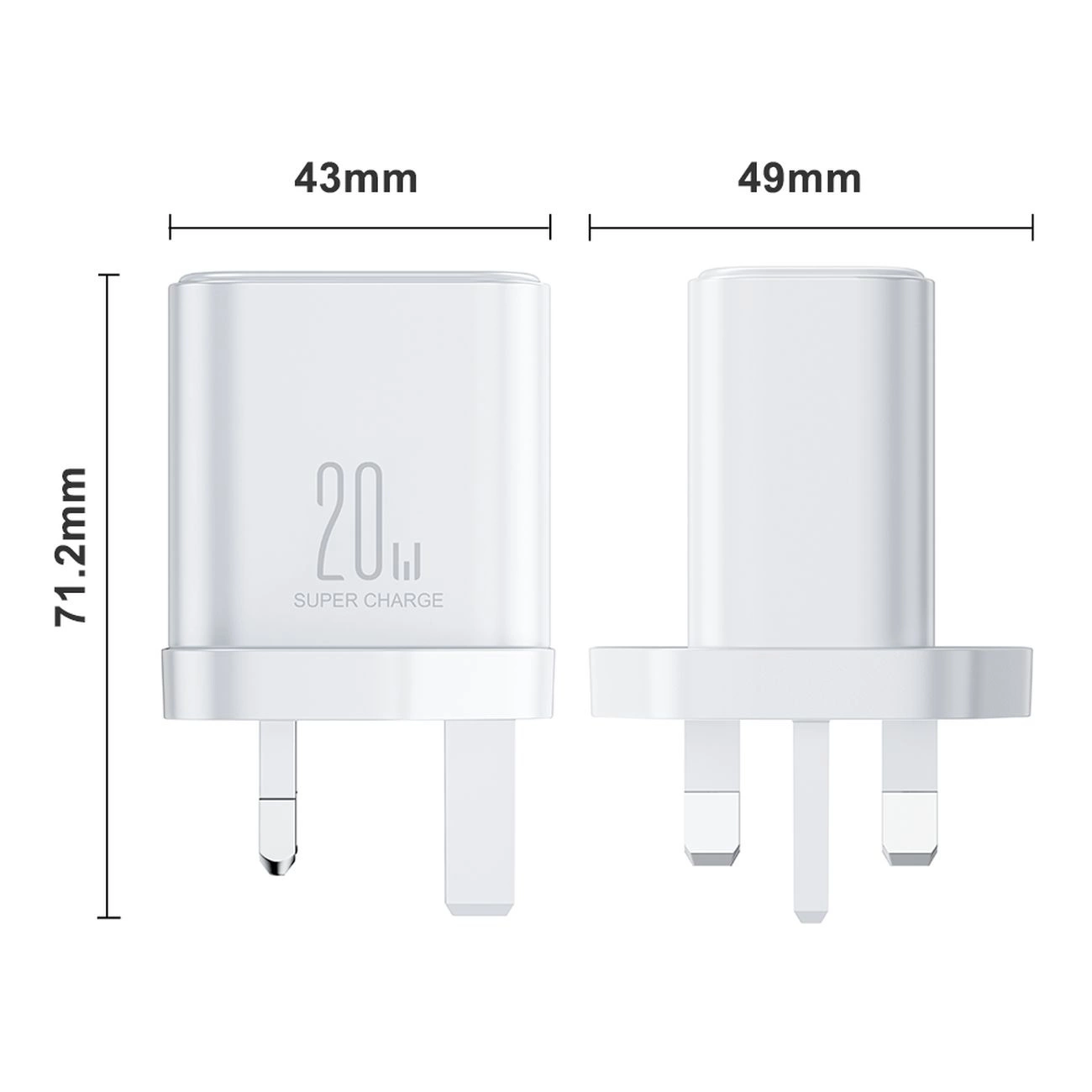 UK Joyrooom FlashSeries JR-TCF05 20W USB-A USB-C charger - white iekārtas lādētājs