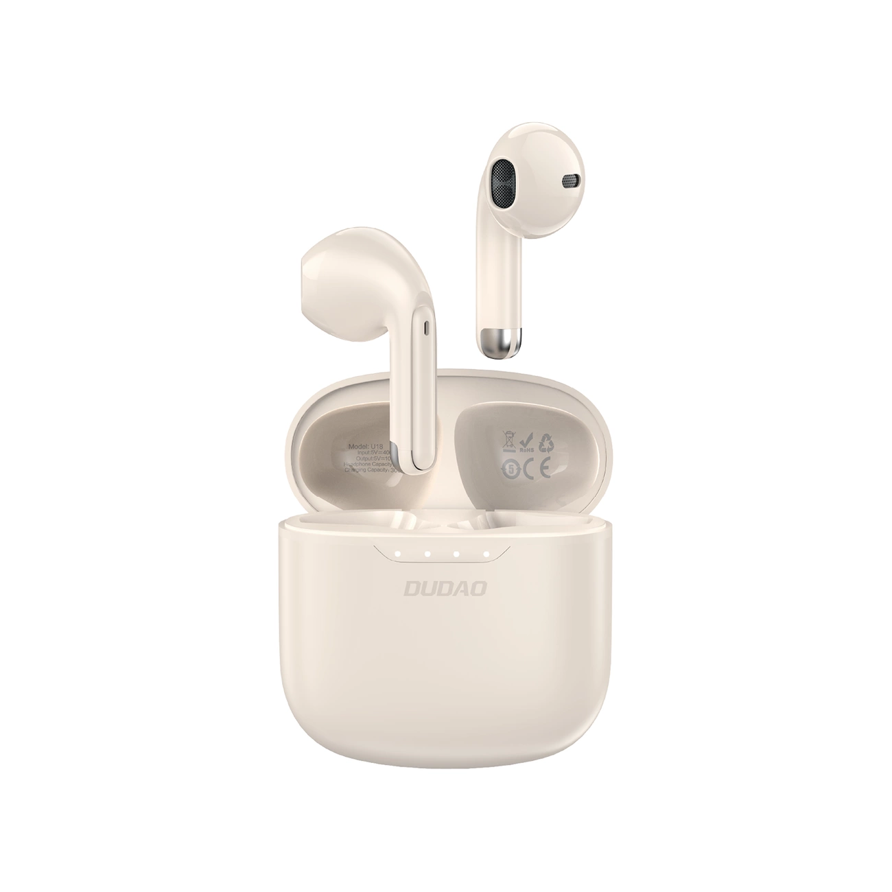 Dudao U18 Bluetooth 5.1 TWS wireless headphones - beige Dudao TWS bluetooth earphone beige (6976625331307) austiņas