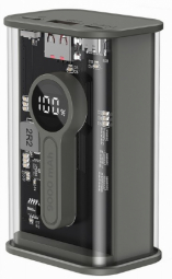 Gembird PB09-TQC3-01 Transparent QC3.0 quick charging power bank, 9000 mAh, black Powerbank, mobilā uzlādes iekārta