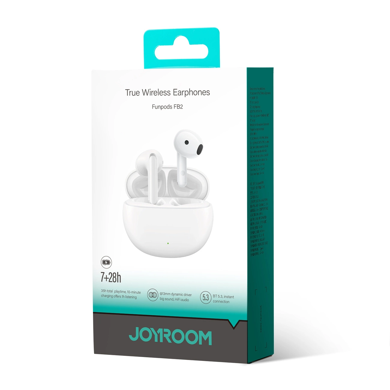 Joyroom Funpods wireless in-ear headphones (JR-FB2) - white JR-FB2 (6956116763053) austiņas