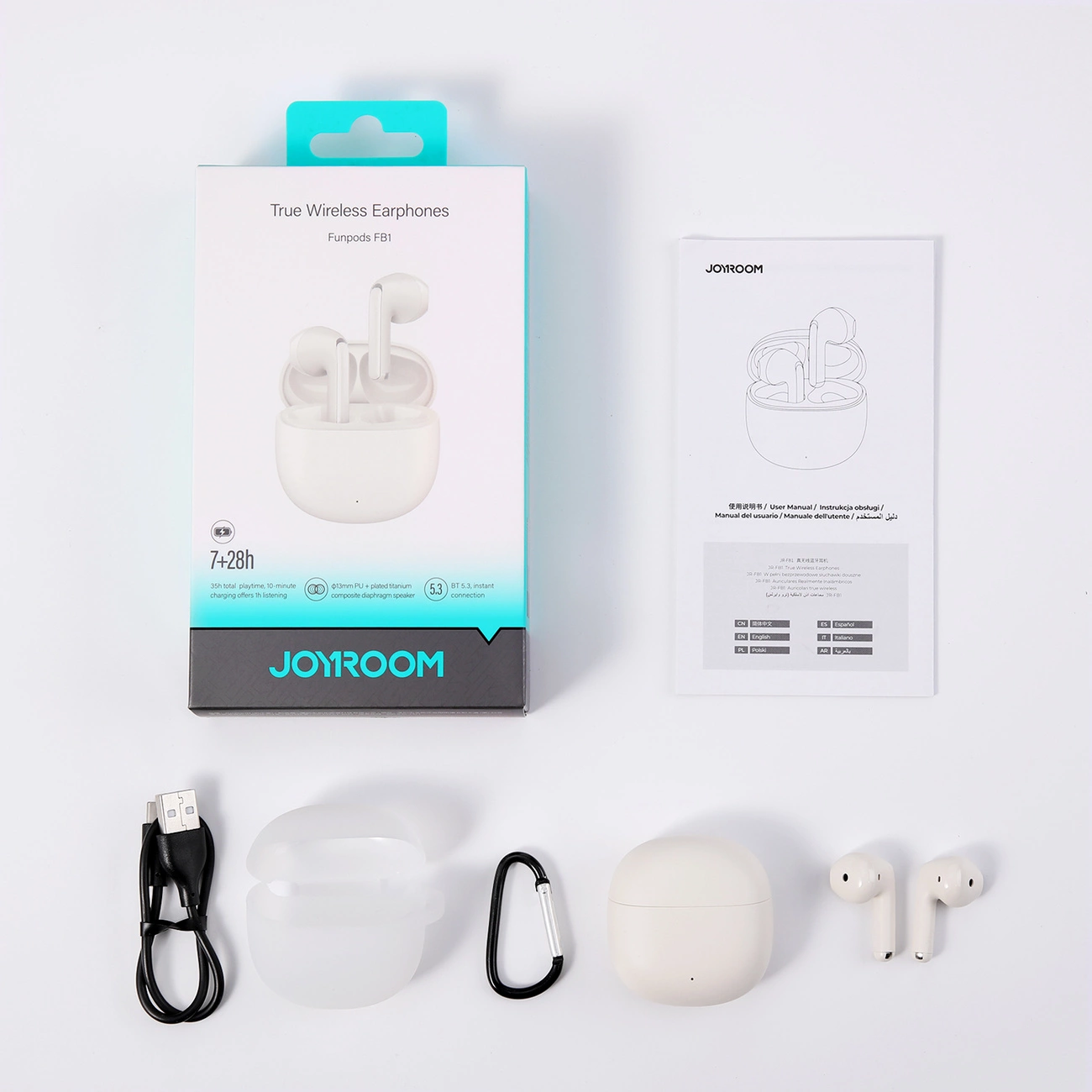 TWS Joyroom Funpods Series JR-FB1 Bluetooth 5.3 wireless headphones - beige austiņas