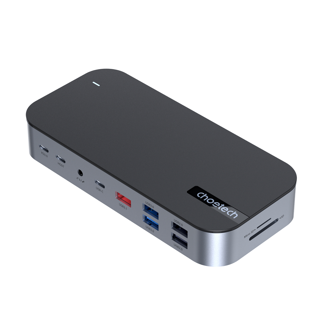 HUB Choetch M52 USB-C - USB-C PD|USB-C|USB-A|HDMI|VGA|DP|SD|TF|RJ45|AUX - gray 01.02.01.XX-HUB-M52-GY (6932112105004)