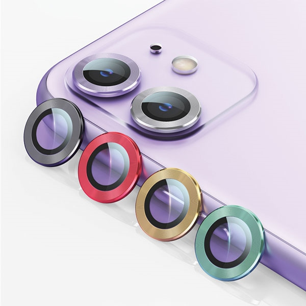USAMS Camera Lens Glass iPhone 11 Pro Max metal ring złoty|gold BH573JTT04 (US-BH573) BH573JTT04 (6958444987583) aizsardzība ekrānam mobilajiem telefoniem