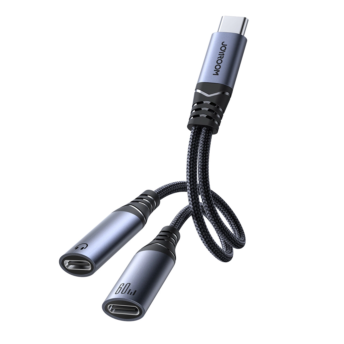 Joyroom SY-C03 USB-C to 2x USB-C 2in1 DAC adapter - black SY-C03 (6956116764821)