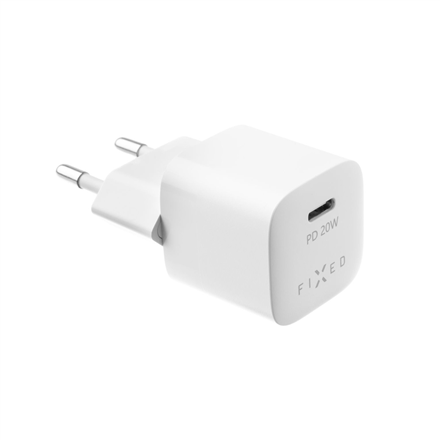 Fixed Mini USB-C Travel Charger Fast charging, White, 20 W iekārtas lādētājs