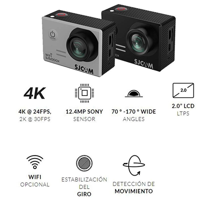 SJCam SJ5000x Elite Wi-Fi Ūdendroša 30m Sporta Kamera 12.4MP 170° 4K HD 2.0" LCD Ekrāns Sudraba sporta kamera