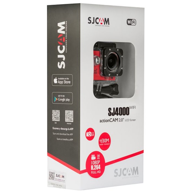 SJCam SJ4000 Wi-Fi Ūdendroša 30m Sporta Kamera 12MP 170 grādi 1080p HD 30fps 2.0" LCD ekrāns Sudraba sporta kamera
