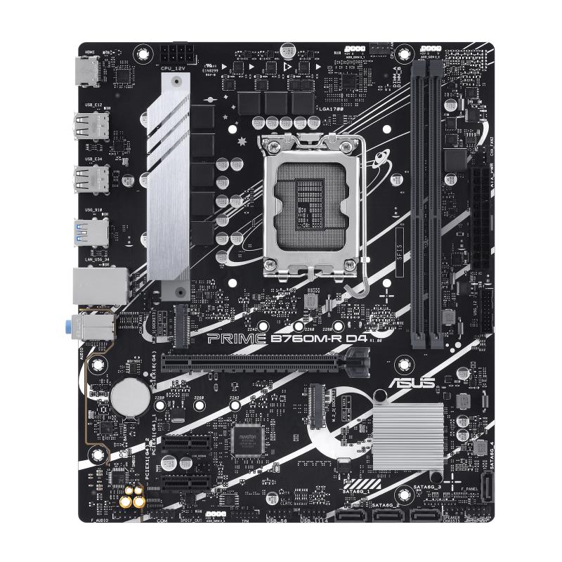 Mainboard|ASUS|Intel B760 Express|LGA1700|Micro-ATX|Memory DDR4|Memory slots 2|2xPCI-Express 4.0 1x|1xPCI-Express 4.0 16x|2xM.2|1x15pin D-su pamatplate, mātesplate