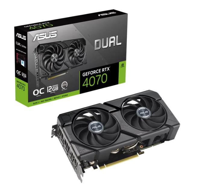 Graphics Card|ASUS|NVIDIA GeForce RTX 4070|12 GB|GDDR6|192 bit|PCIE 4.0 16x|Triple slot Fansink|1xHDMI|3xDisplayPort|DUAL-RTX4070-O12GD6-EVO video karte