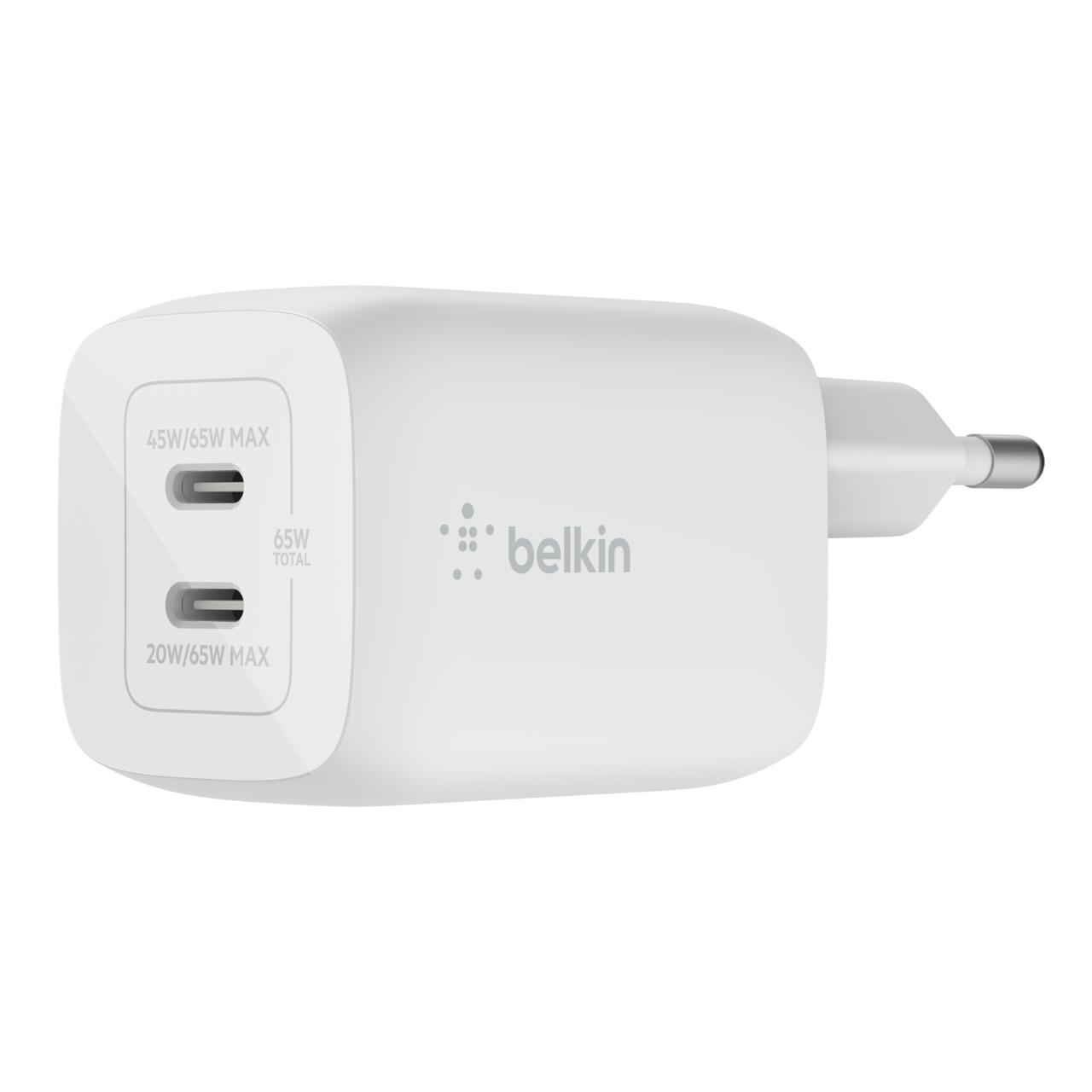 Belkin Dual Charger  65W PD USB-C, white PPS-Tech.WCH013vfWH