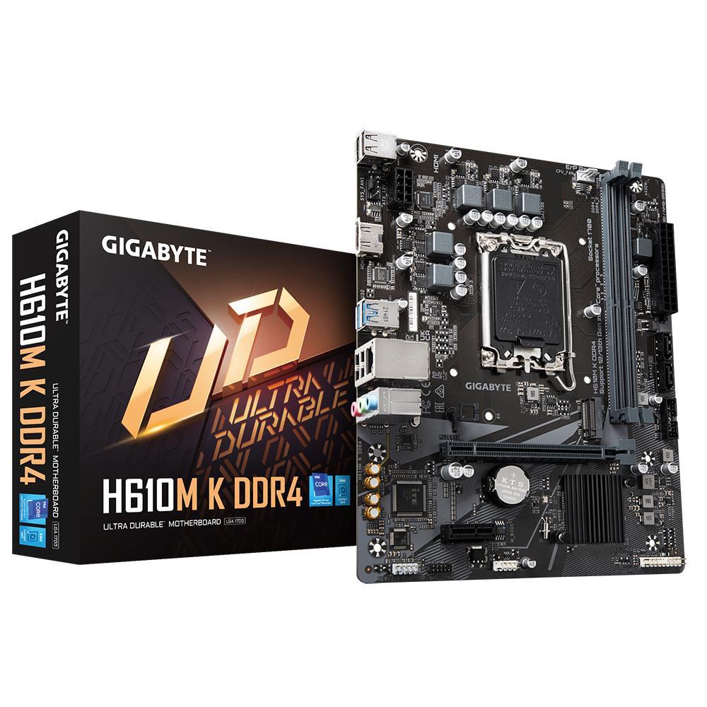 Mainboard|GIGABYTE|Intel H610|LGA1700|Micro-ATX|Memory DDR4|Memory slots 2|1xPCI-Express 3.0 1x|1xPCI-Express 4.0 16x|1xM.2|1xHDMI|4xUSB 2.0 pamatplate, mātesplate