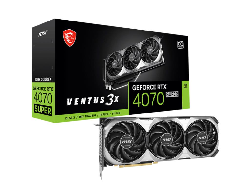 Graphics Card|MSI|NVIDIA GeForce RTX 4070 SUPER|12 GB|GDDR6X|192 bit|PCIE 4.0 16x|Triple slot Fansink|1xHDMI|3xDisplayPort|RTX4070SUPER12GVE video karte