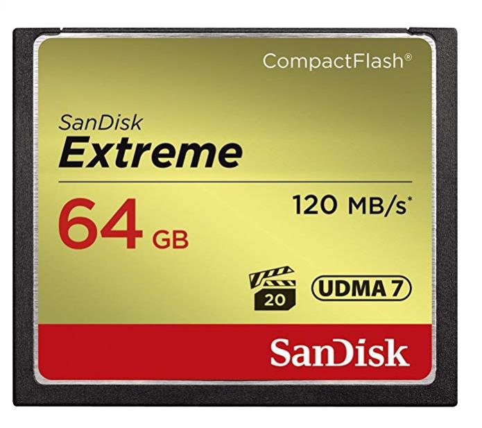 SanDisk Compact Flash Extreme 64GB UDMA7 (transfer 120MB/s) atmiņas karte