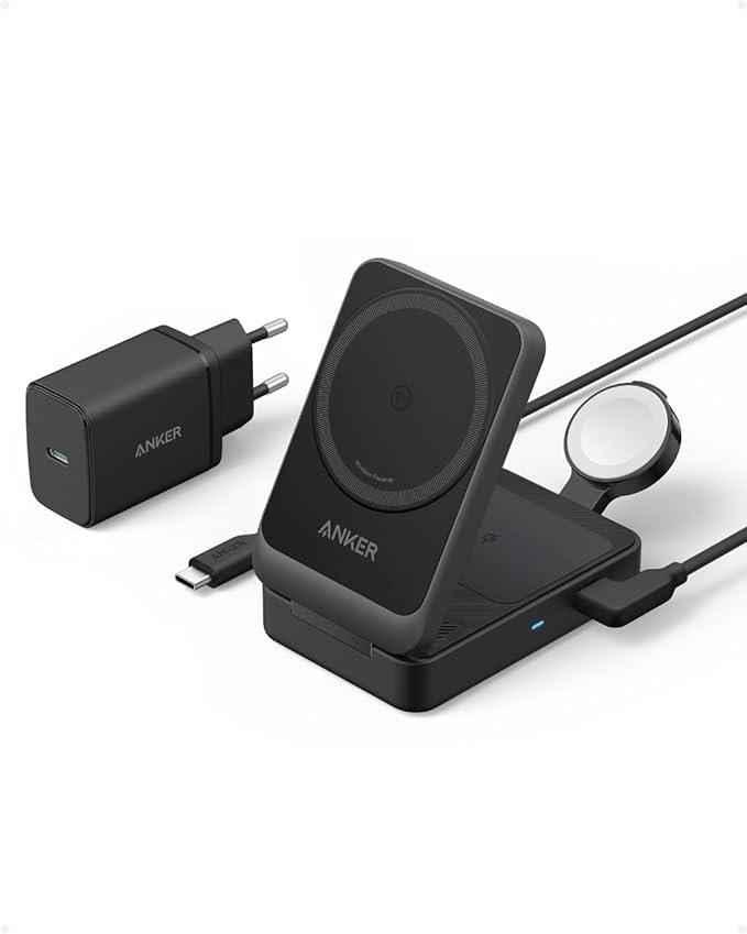 MAGNETIC CHARGER ANKER MAGGO 15W 3IN1 BLACK iekārtas lādētājs