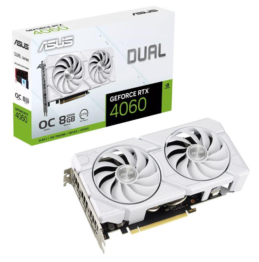 Graphics Card|ASUS|NVIDIA GeForce RTX 4060|8 GB|GDDR6|128 bit|PCIE 4.0 16x|Dual Slot Fansink|1xHDMI|3xDisplayPort|DUAL-RTX4060-O8G-EVO-WHT D video karte