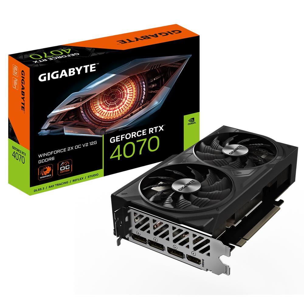 GIGABYTE GeForce RTX 4070 WINDFORCE 2X OC V2 12G Graphics Card - 12GB GDDR6, 192bit, PCI-E 4.0, 2490MHz Core Clock, 3 x DisplayPort 1.4a, 1 video karte