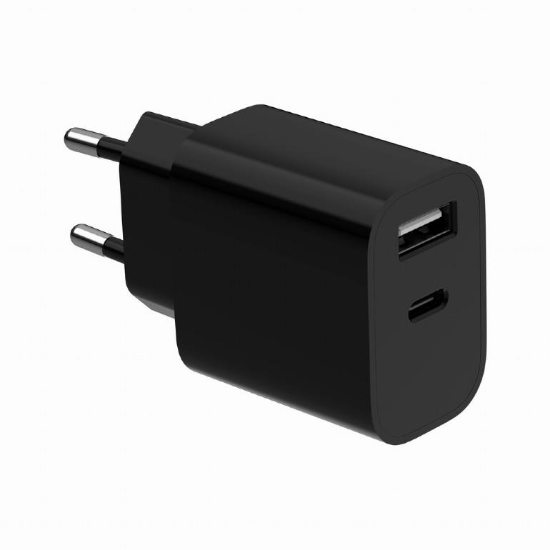 Gembird 2-port universal USB charger (A+C), 2.4 A | TA-UC-2AC12-01-BK iekārtas lādētājs