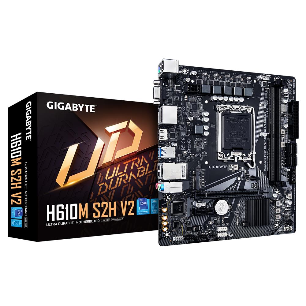 Mainboard|GIGABYTE|Intel H610|LGA1700|Micro-ATX|Memory DDR5|Memory slots 2|1xPCI-Express 3.0 1x|1xPCI-Express 4.0 16x|1xM.2|1x15pin D-sub|1x pamatplate, mātesplate