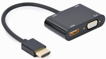 HDMI male to HDMI female + VGA female adapter with audio and extra power port adapteris