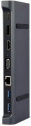 Adapter USB-C 9in1, HDMI, USB-C PD, VGA, DP, USBx3, Audio, LAN USB centrmezgli