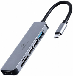 Adapter USB-C 6in1, HDMI, USB 3.1, USB 2.0x2, card reader USB centrmezgli