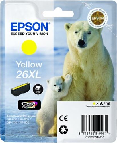 Epson 26 Claria Premium Yellow XL kārtridžs