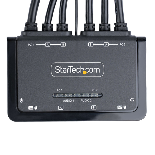 StarTech.com 2-Port Dual-Monitor HDMI Cable KVM Switch, 4K 60Hz, Compact KVM with 5ft/1.5m USB-A/HDMI/Audio Integrated Cables, Bus Powered - KVM komutators