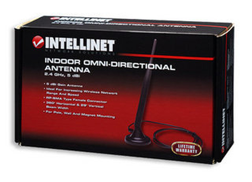 Intellinet omni-directional indoor antenna 5dBi RP-SMA female magnet base  