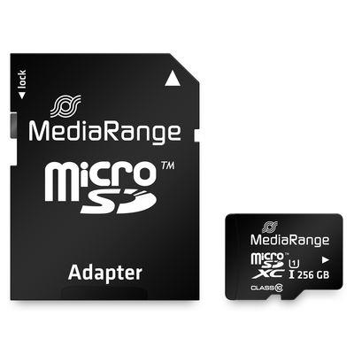 MediaRange SD MicroSD Card 256GB UHS-1 Cl.10 inkl. Adapter atmiņas karte