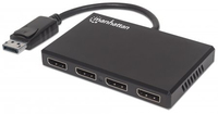 Manhattan Splitter-Hub 4-Port DisplayPort mit MST 4K@30HZ kabelis, vads