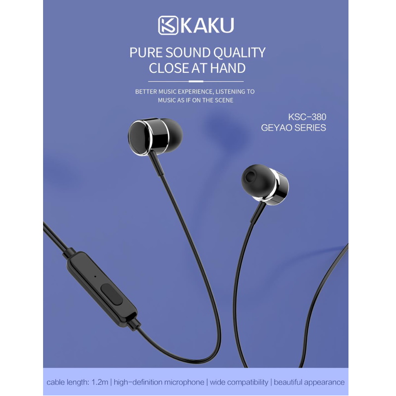 iKaku Geyao Universālas In-Ear Mūzikas un Zvanu Austņas 3.5mm 1.2m Vads ar Mikrofonu un Pulti Balta