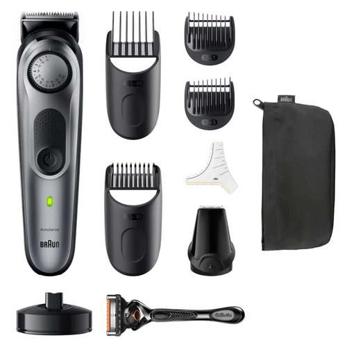 Braun BeardTrimmer 7 BT7420, Washable, Battery, Silver matu, bārdas Trimmeris