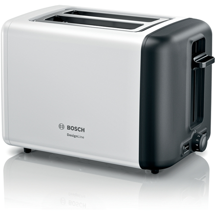 Bosch DesignLine Compact Toaster TAT3P421 Power 970 W, Number of slots 2, Housing material Stainless steel, White Tosteris