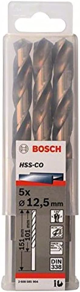 Bosch Metal twist drill HSS-Co, DIN 338,  12.5mm (5 pieces, working length 101mm) 2608585904 (3165140521390)