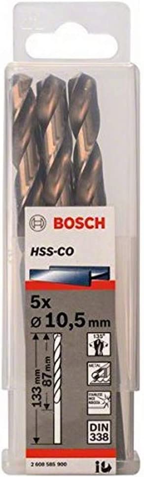 Bosch Metal twist drill HSS-Co, DIN 338,  10.5mm (5 pieces, working length 87mm) 2608585900 (3165140521352)