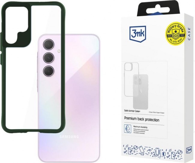 Samsung Galaxy A35 5G - 3mk Satin Armor Case+ Green maciņš, apvalks mobilajam telefonam