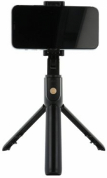 RoGer 2in1 Universāls Selfie Stick + Tripod Statnis ar Bluetooth Tālvadības pulti / Melns Selfie Stick