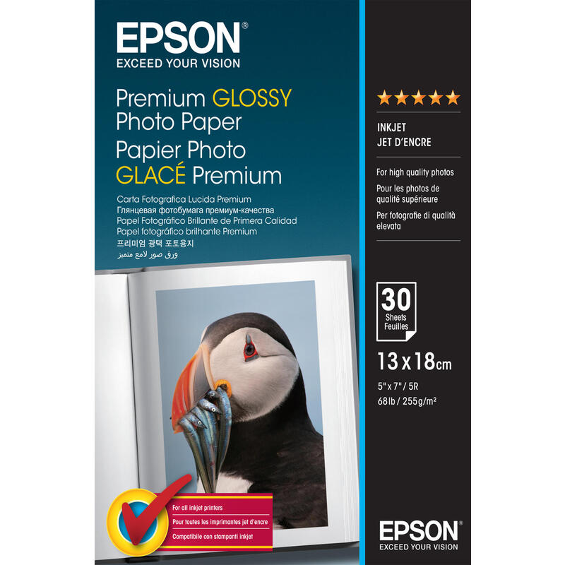 Paper Epson Premium Glossy Photo | 255g | 13x18 | 30sheets foto papīrs