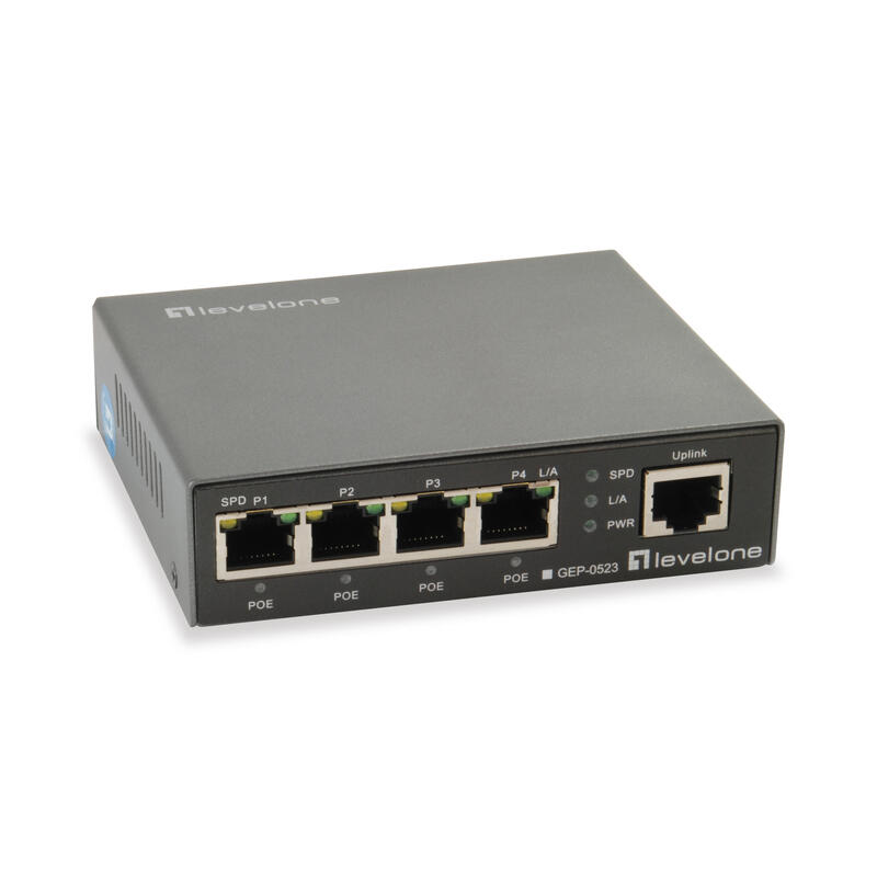 Switch LevelOne GEP-0523 5-Port Gbit PoE datortīklu aksesuārs