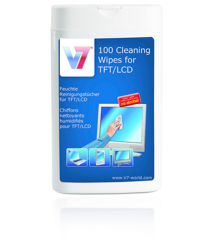 V7 Chusteczki nawilzane do czyszczenia ekranow LCD/TFT 100 szt. (VCL1522) tīrīšanas līdzeklis