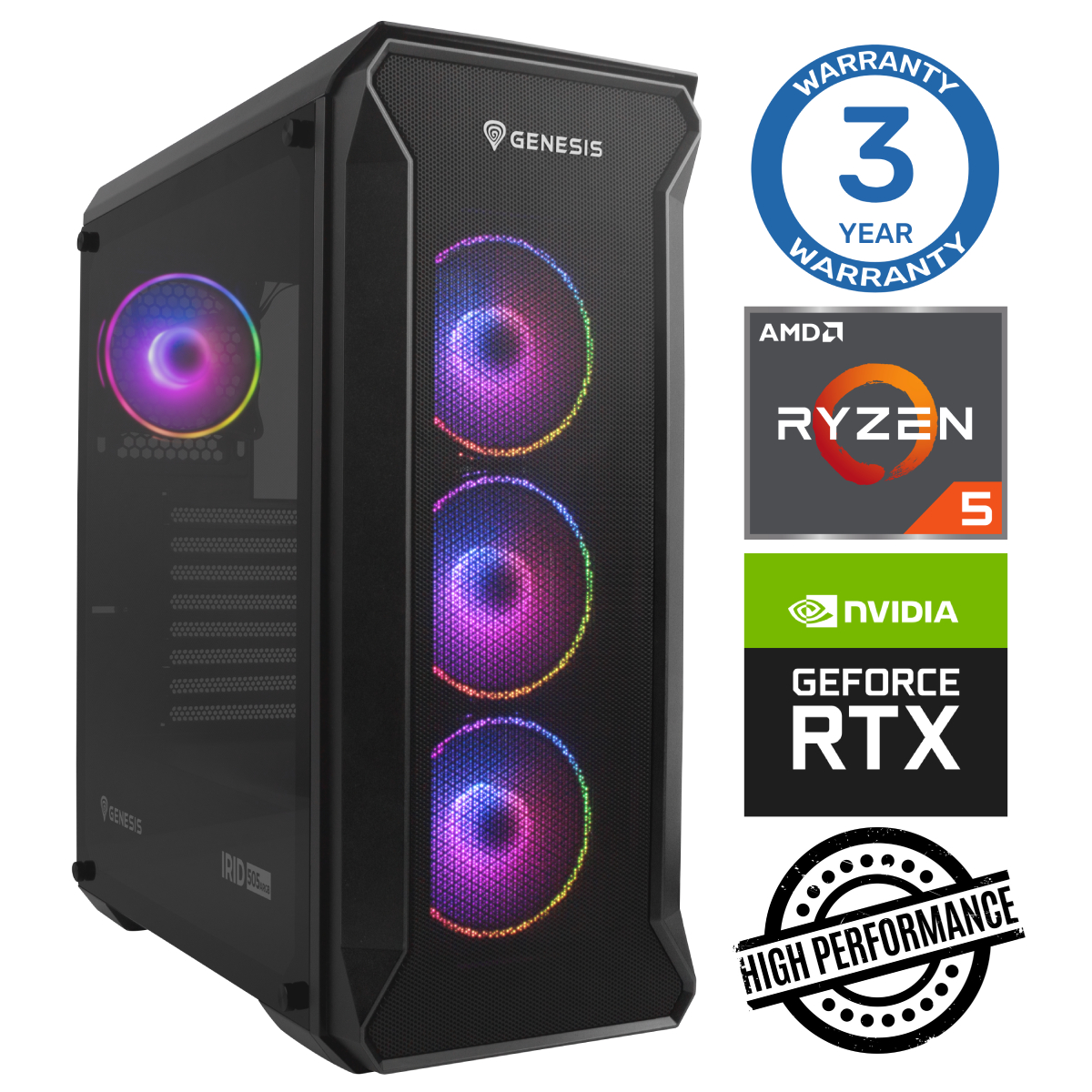 INTOP Ryzen 5 5600X 32GB 250SSD M.2 NVME+2TB RTX4070 12GB no-OS RW31888NS (ENS411531888) dators