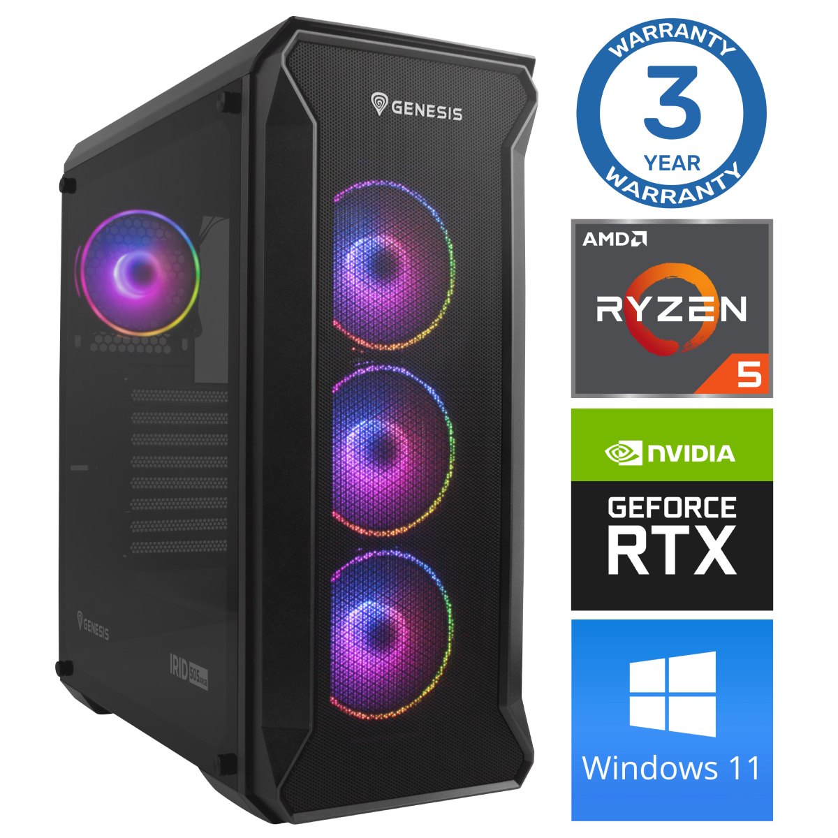 INTOP Ryzen 5 5500 32GB 500SSD M.2 NVME+2TB RTX4070 12GB WIN11Pro dators