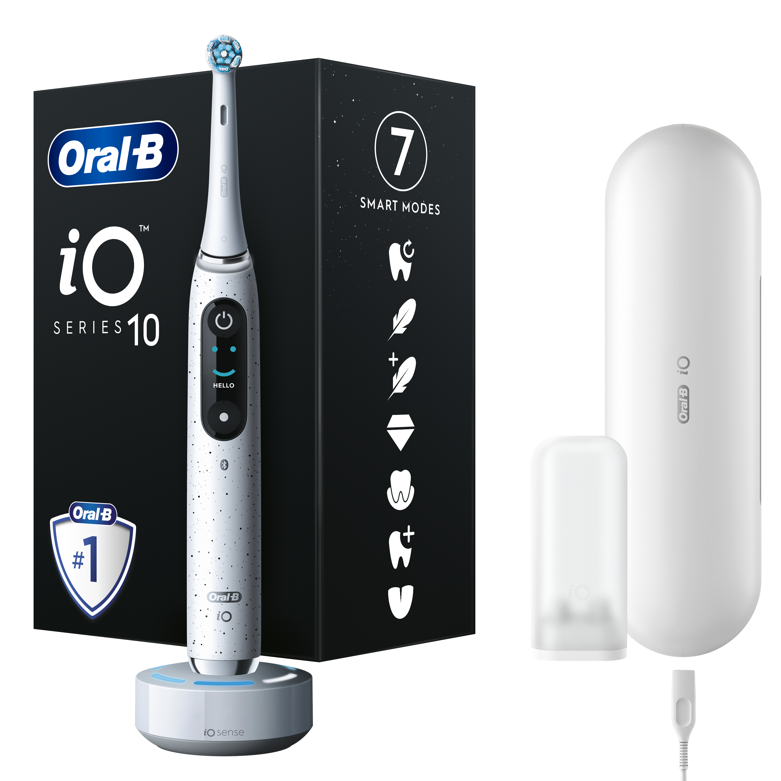 Braun iOM10.1A3.1AD Oral-B iO 10 Elektrinis Dantų Šepetėlis Stardust Baltas mutes higiēnai